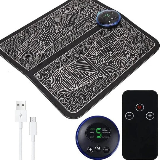 The Domu Elevate EMS Neuropathy Mat by Domu Decor, a wide foot mat for diabetic nerve support.